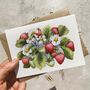 Strawberry Watercolours Note Cards And Envelopes, thumbnail 1 of 9