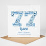 Blue Star Personalised 77th Birthday Card, thumbnail 2 of 6