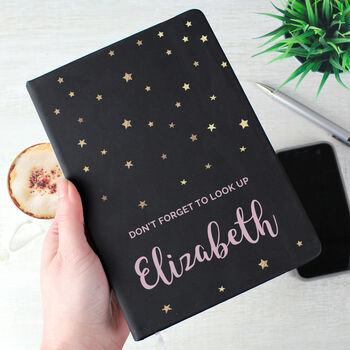 Personalised Starry Black Hardback Notebook, 2 of 4