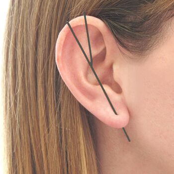 Gold Plated Silver Split Bar Ear Cuff Earrings, 3 of 6