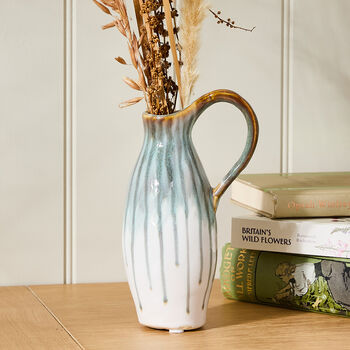 Socco Green Drip Effect Pitcher Vases, 3 of 5