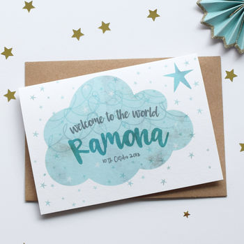 Personalised New Baby Cloud Card, 4 of 5