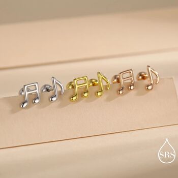 Mismatched Music Notes Screw Back Earrings In Sterling Silver, 6 of 11