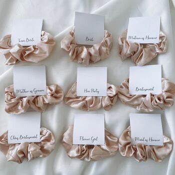 Bridesmaid Champagne Satin Scrunchie, 2 of 2