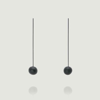 Minimalist Pendant Earrings In Black, 2 of 3