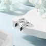 Sterling Silver Very Tiny Rhombus Onyx Black Cz Huggie Hoop, thumbnail 2 of 12