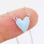 Sky Blue Enamel Heart Necklace In Sterling Silver, thumbnail 2 of 9