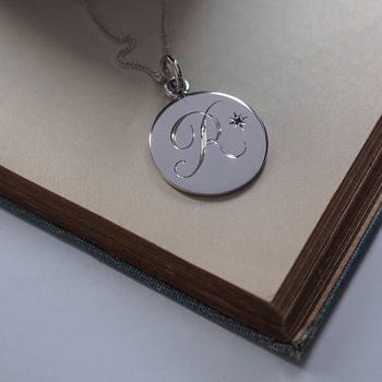 Birthstone Initial Necklace In Sterling Silver, 5 of 10
