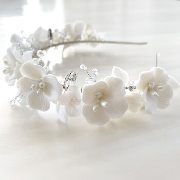 White Porcelain Flower Headpiece, 5 of 8