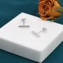 Tiny Bar Stud Earrings In Sterling Silver, thumbnail 2 of 11