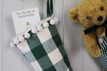 Personalised Green Large Check Christmas Stocking, 2 of 7