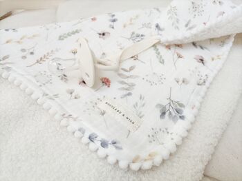 Organic Muslin And Sherpa Baby Blanket Gift Set, Wild Flower, 4 of 12