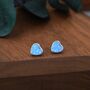 Blue Opal Heart Stud Earrings In Sterling Silver, thumbnail 7 of 7