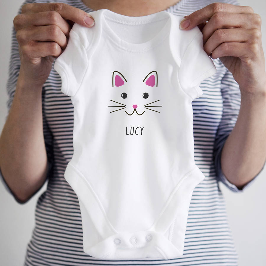 personalised cute cat face onesie by sarah hurley | notonthehighstreet.com