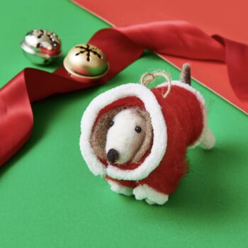 Felt Dog In Puffer Jacket Christmas Bauble, 3 of 4