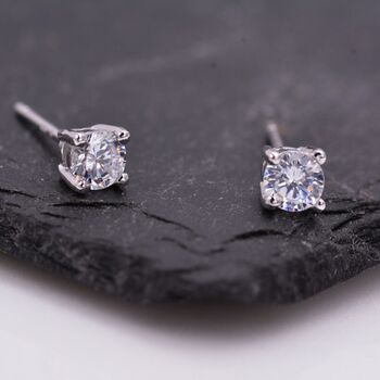 Sterling Silver Extra Small Cz Stud Earrings, 4 of 12