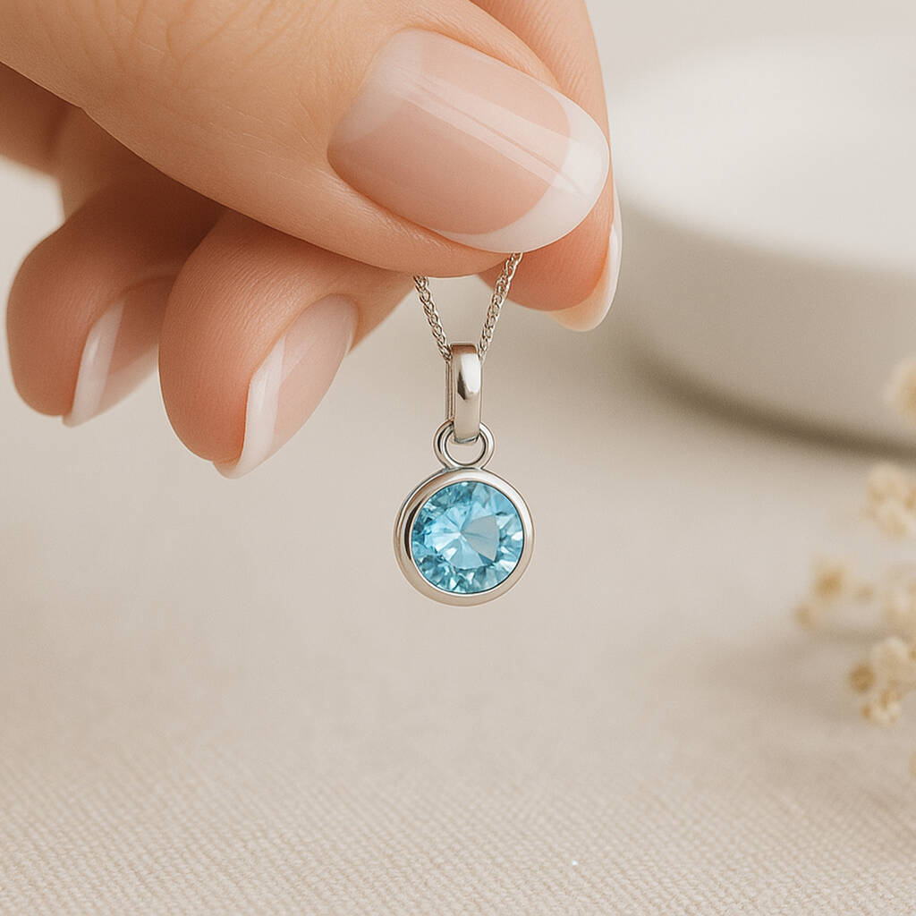 Personalised Sterling Silver Aquamarine Pendant Necklace: March Birthstone, 1 of 9
