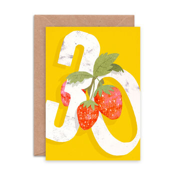 30th Birthday Illustrated Strawberry Card, 2 of 2