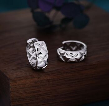 Chunky Huggie Hoop Earrings In Sterling Silver, 2 of 12