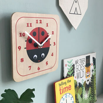 Children's Wooden Wobbly Eyed Animal Clocks, 6 of 11