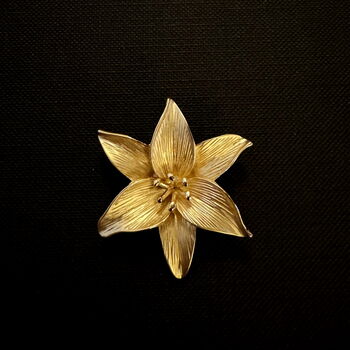 Lily Gold Flower Brooch, 14k Gold Plated, 4 of 4