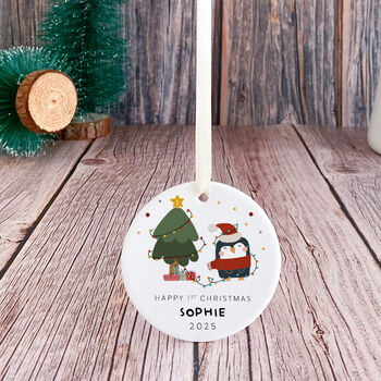 First Christmas Ceramic Ornament Cute Penguin Design, 3 of 7