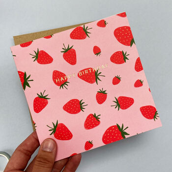 Strawberry Birthday Card With Gold Foil, 2 of 6