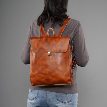 Womens Colorway Genuine Leather Backpack, 10 of 12