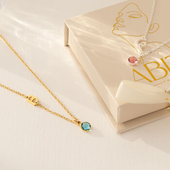 Initial Necklace With Birthstone, 12 of 12