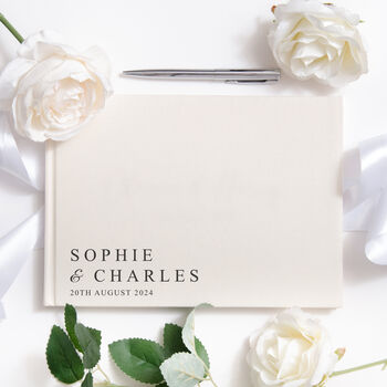 Personalised Wedding Linen Guest Book Traditional, 3 of 12