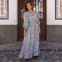 'Demi' Pink And Blue Floral Paisley Maxi Dress, thumbnail 5 of 6