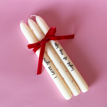 Personalised Love Letter Hand Painted Candle Sticks, 8 of 10