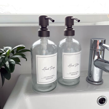 Hand Soap And Lotion Clear Glass Dispenser Set, 2 of 7