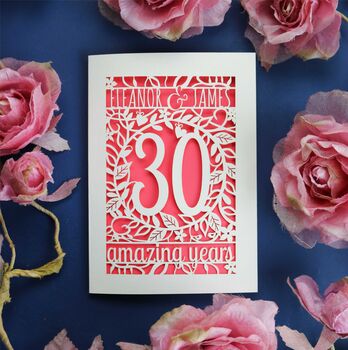 Personalised Papercut Flower Anniversary Card, 4 of 12