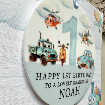 1st Birthday Or Any Age Vehicles Keepsake Card, 4 of 4