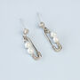 Sterling Silver Pearl Safety Pin Dangle Stud Earrings, thumbnail 3 of 4