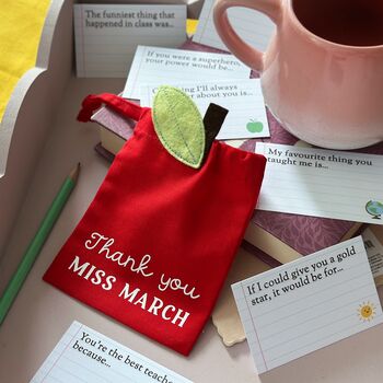 Personalised Apple 'Thank You Teacher' Cards Gift Bag, 8 of 9