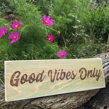 Good Vibes Only Natural Wooden Sign, 3 of 4