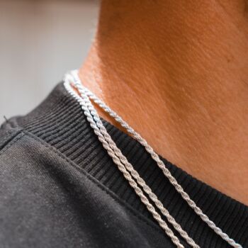 Mens 925 Sterling Silver 2mm Rope Chain Necklace, 2 of 10