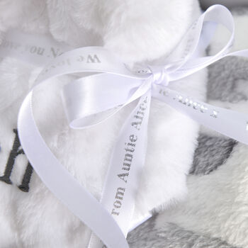 Personalised Grey Ellie Blanket And Teddy Comforter Set, 9 of 12