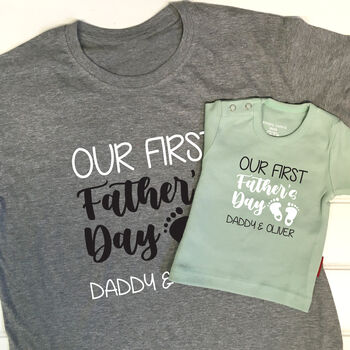 Personalised Our First Father's Day T Shirt Set, 4 of 10