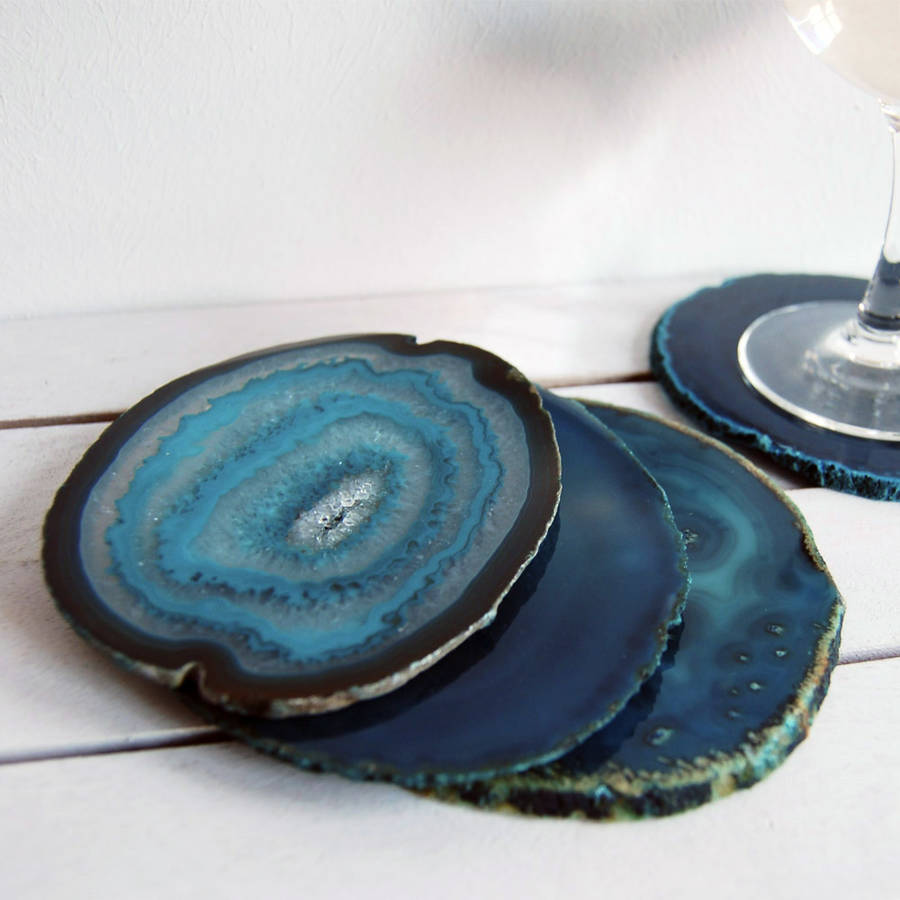 teal agate coaster set of two by lustre | notonthehighstreet.com