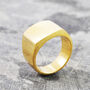Men's Square 18kt Gold Plated Silver Signet Ring, thumbnail 1 of 6