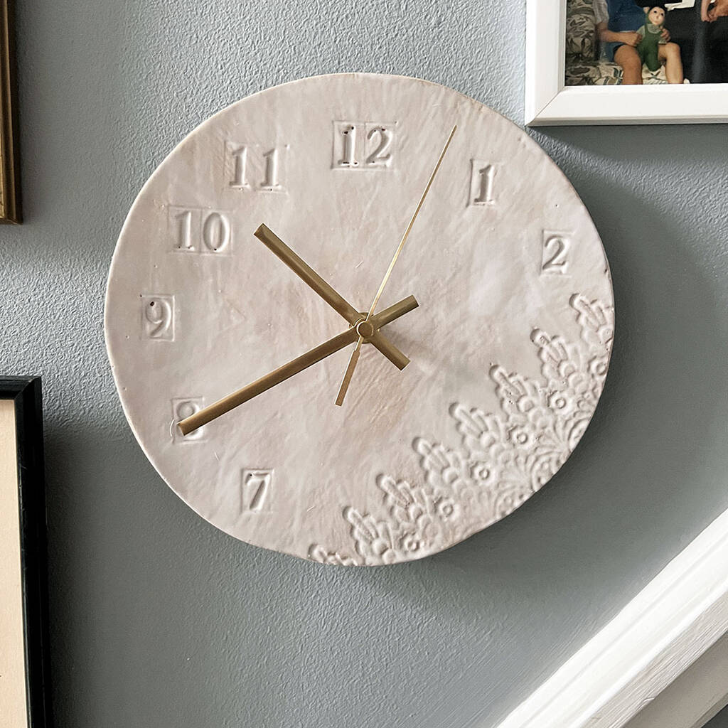 Cream Lace Ceramic Wall Clock, 1 of 5