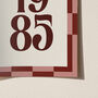 Personalised Birth Year Print With Checkerboard Frame, thumbnail 11 of 12