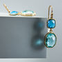 Gold Plated Rectangle Glass Drop Earrings, thumbnail 2 of 7
