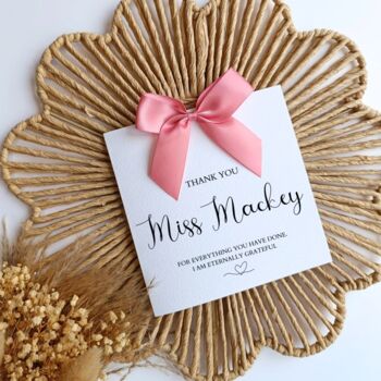 Thank You Teacher Luxury Bow Card, Handmade Bow, Colour Choices, 2 of 4