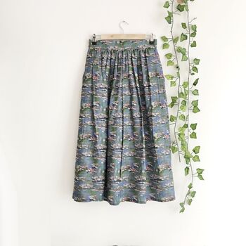 Water Lilies Printed Midi Skirt, Art Print Skirt, 5 of 6