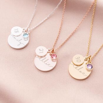 Esme 30th Birthday Disc And Birthstone Name Necklace, 2 of 12