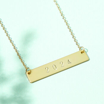 Personalised Year Loved You Since Gold Bar Valentines Necklace, 2 of 7